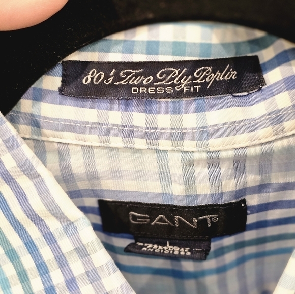 GANT Blue Plaid Button Down Short Sleeve Shirt Men's Large - Picture 5 of 7